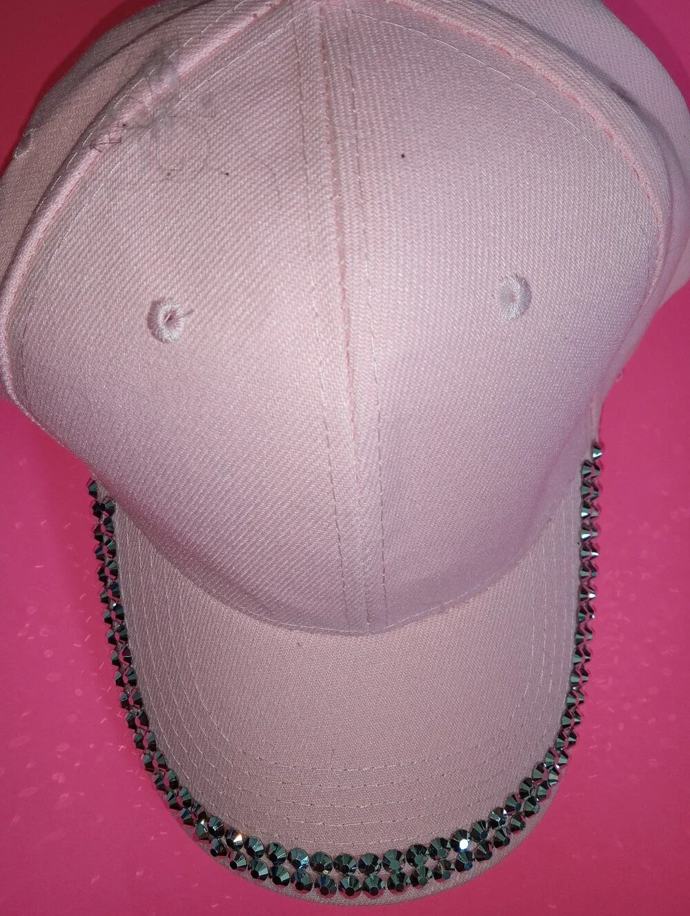 Organza Floral French Style Sun Hat And Pink Rhinestone Embellished Baseball Cap